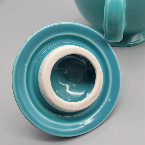 Vintage Fiesta Ware Homer Laughlin Large Turquoise Teapot - Picture 7 of 9